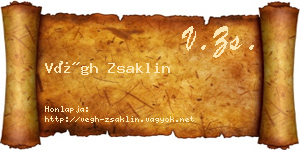 Végh Zsaklin névjegykártya